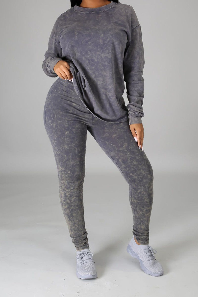 Washed Long Sleeve Legging Set