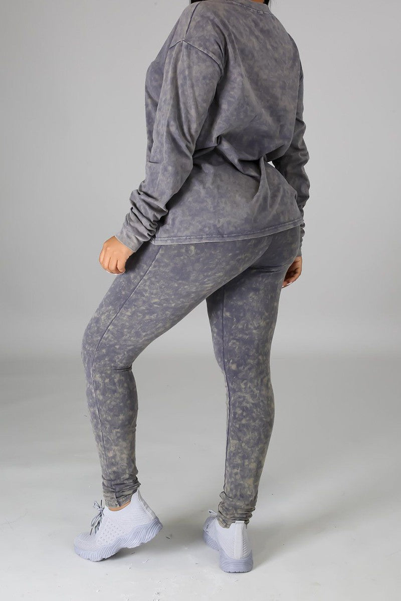 Washed Long Sleeve Legging Set